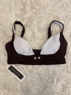 Blushmark Kama Eden White & Brown Bikini Top Medium NWT